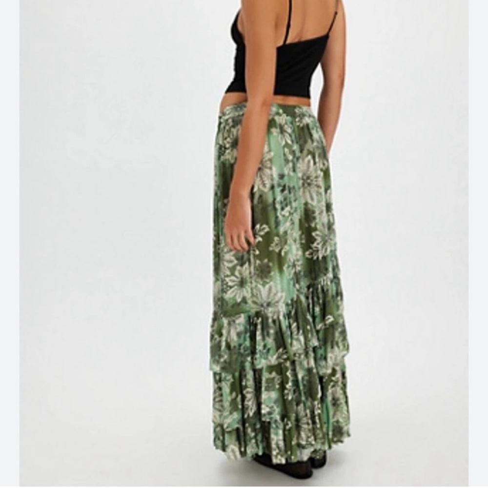 Free People Green Floral Tiered Maxi Skirt - Picture 5 of 8